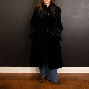 Elegant Black Faux Fur Coat